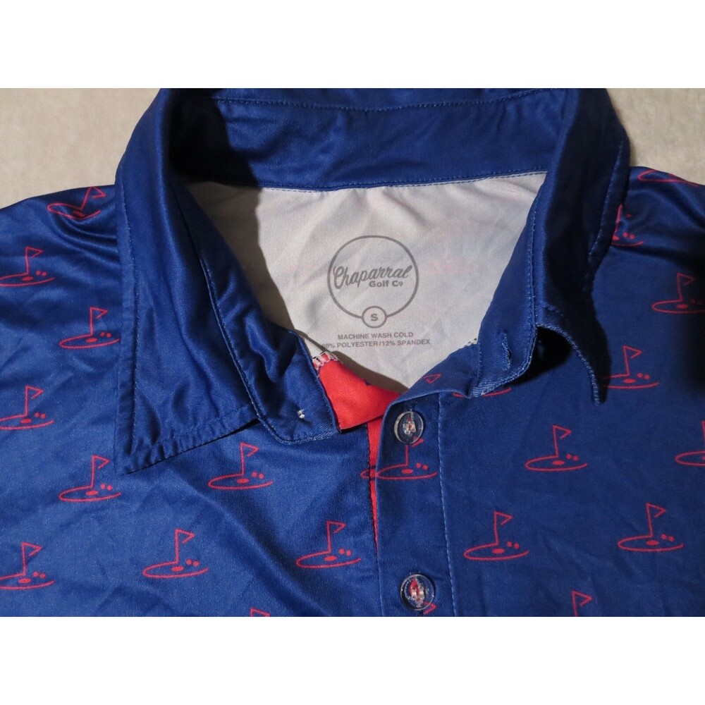 Chaparral Performance Golf Polo S Blue/Purple Pink Geometric Stretch Breathable